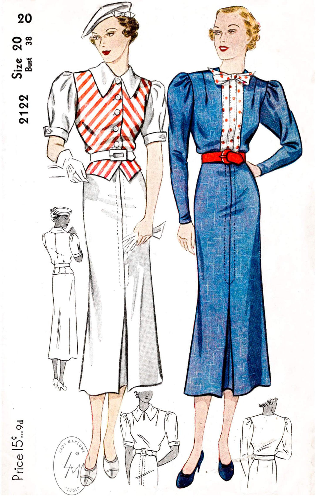 Simplicity 2122 1930s suit dress vintage sewing pattern reproduction
