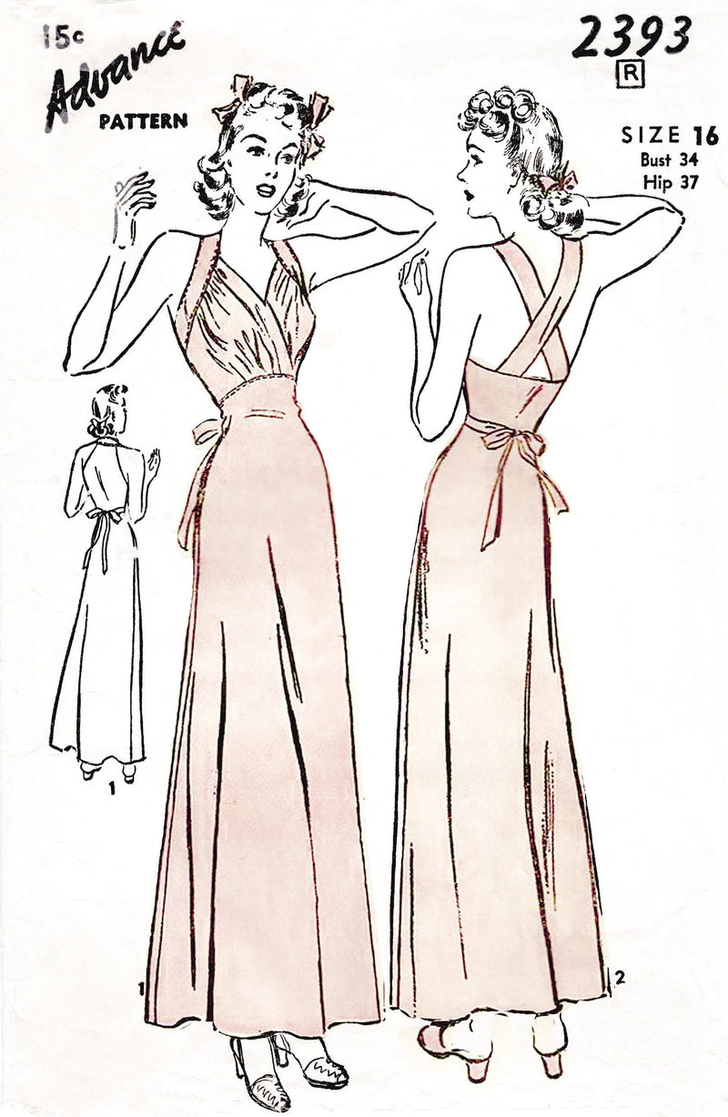1940s 1930s evening dress negligee vintage lingerie sewing pattern