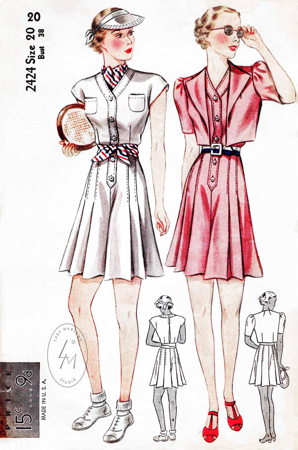 Simplicity 2424 1930s sports playsuit pattern 1930 30s dress