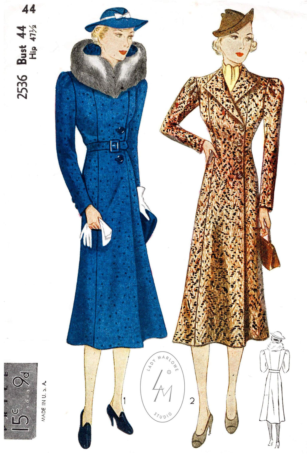 Simplicity 2536 1930s coat jacket vintage sewing pattern 1930 outerwear