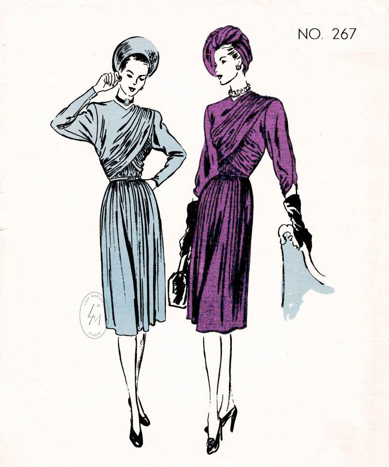 Vogue Couturier Design 267 1940s dress vintage sewing pattern reproduction