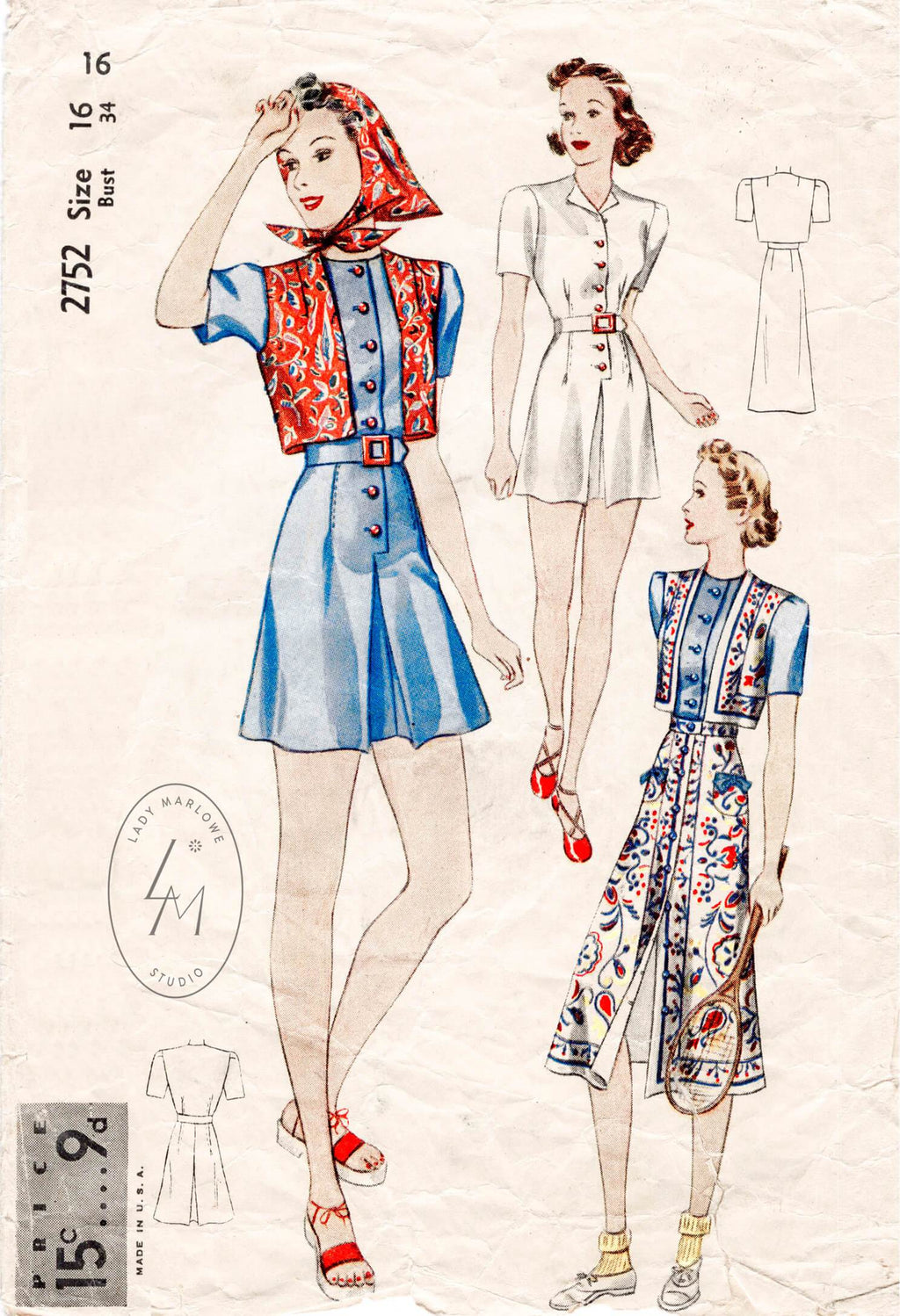 Simplicity 2752 1930s vintage sewing pattern 1930 30s beachwear playsuit dress