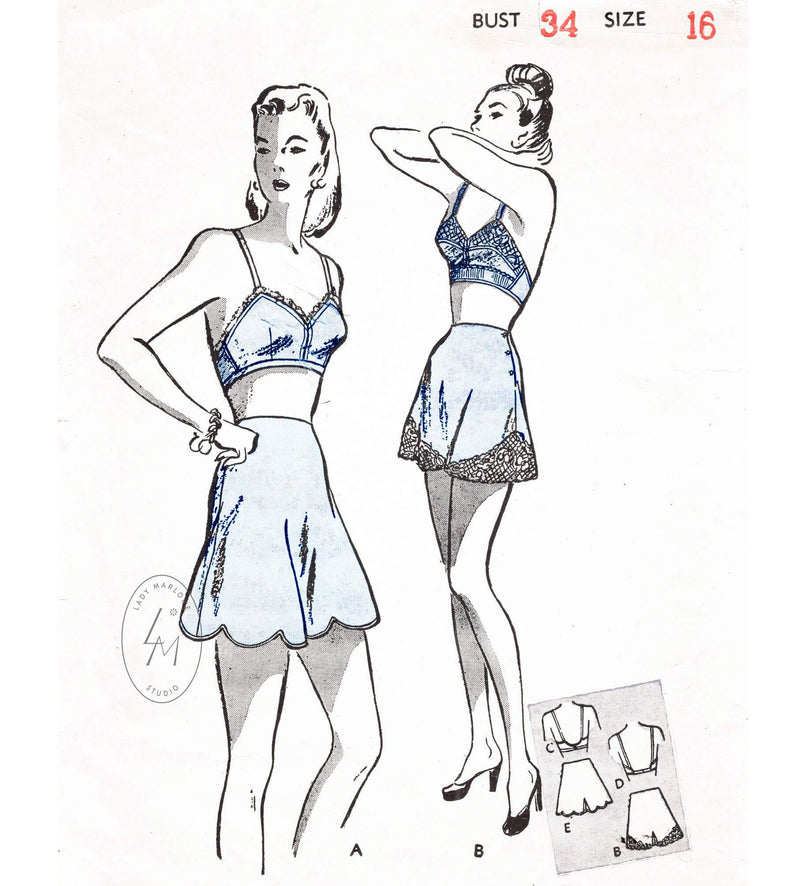 1950s bra and petticoat vintage lingerie sewing pattern 7960