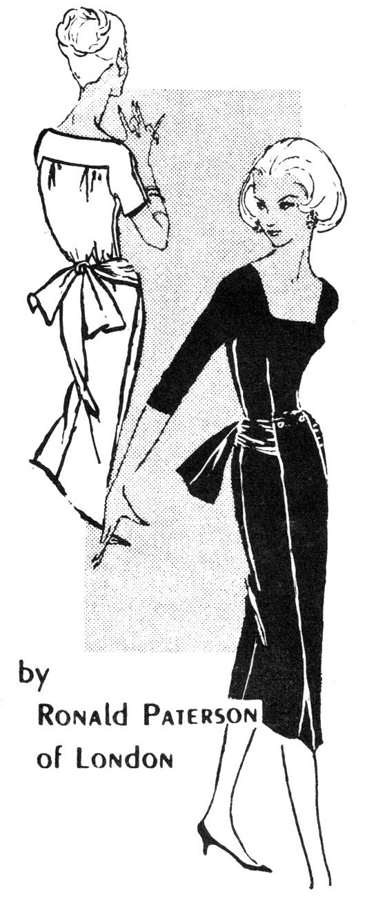 1950s Spadea S305 Ronald Paterson vintage sewing pattern cocktail dress little black dress square neckline