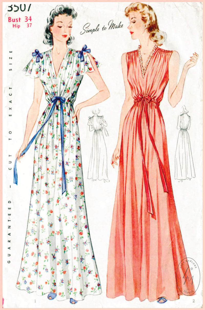 Simplicity 3507 1940s lingerie vintage sewing patter