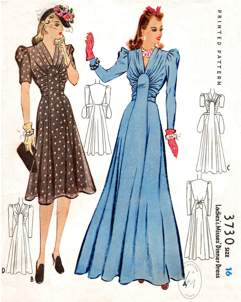 1940s evening gowns and cocktail dresses sewing patterns Lady Marlowe 1940s evening gowns and cocktail dresses sewing patterns Lady Marlowe