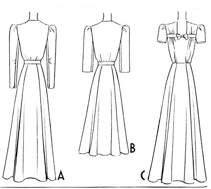 1940s day or evening dress vintage sewing pattern PDF download