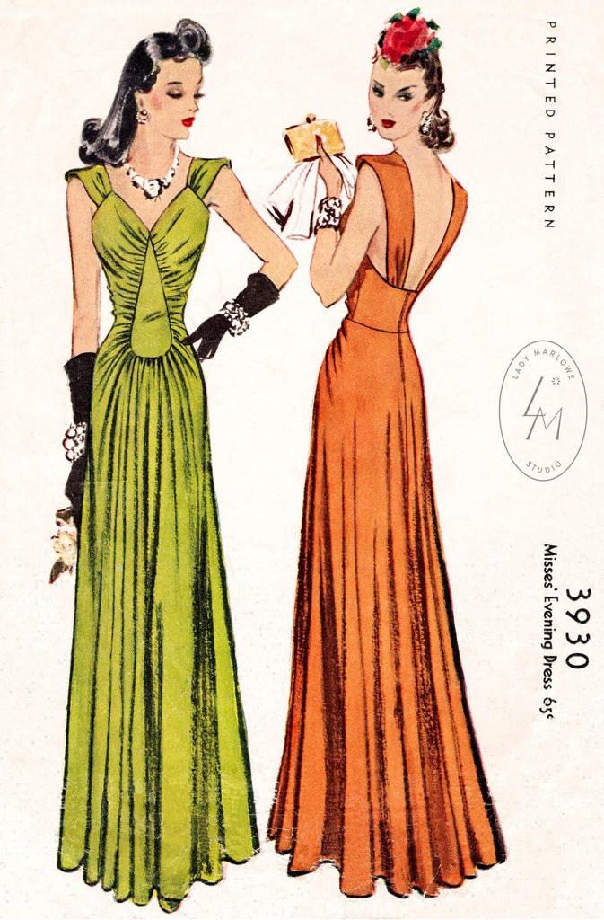 1940s evening gowns and cocktail dresses sewing patterns Lady Marlowe 1940s evening gowns and cocktail dresses sewing patterns Lady Marlowe