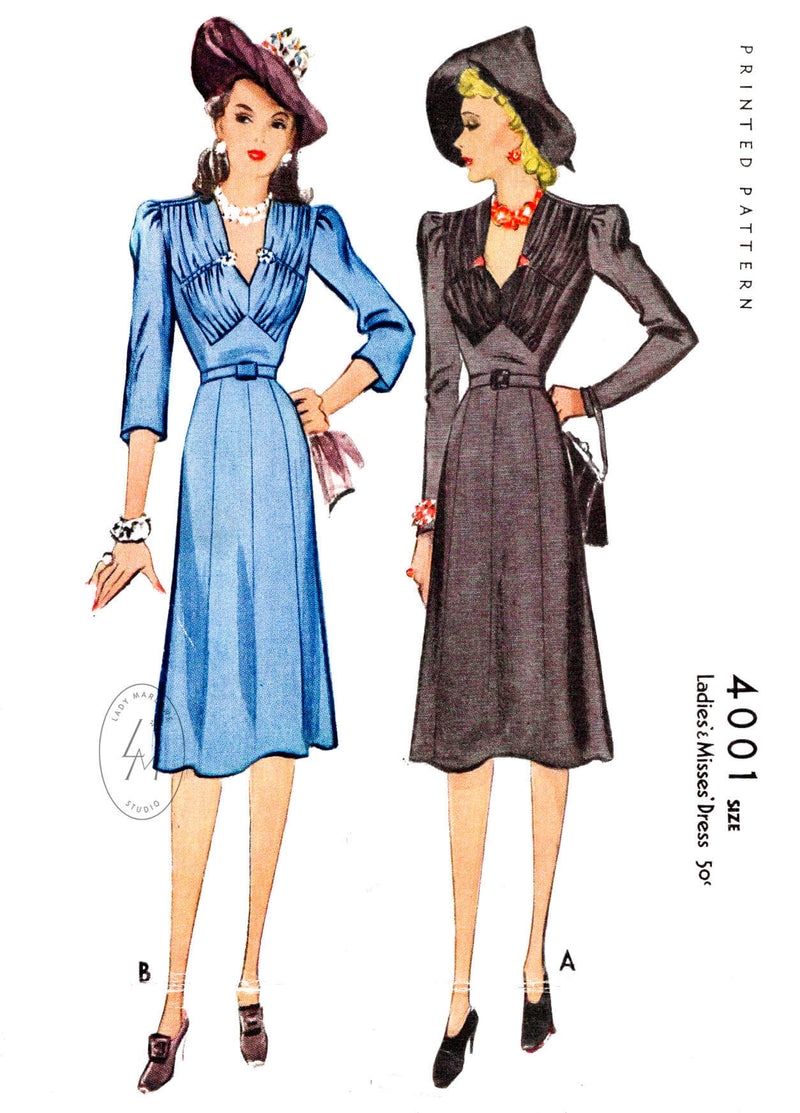 McCall 4001 1940s day dress vintage sewing pattern