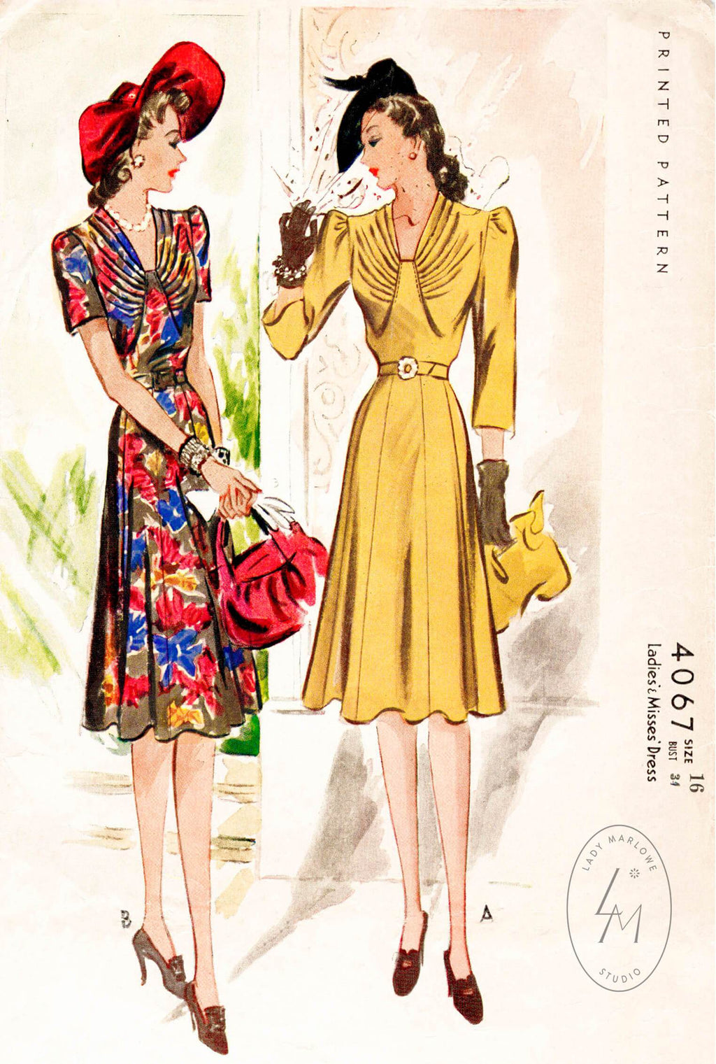 McCall 4067 1940s dress vintage sewing pattern 1940 