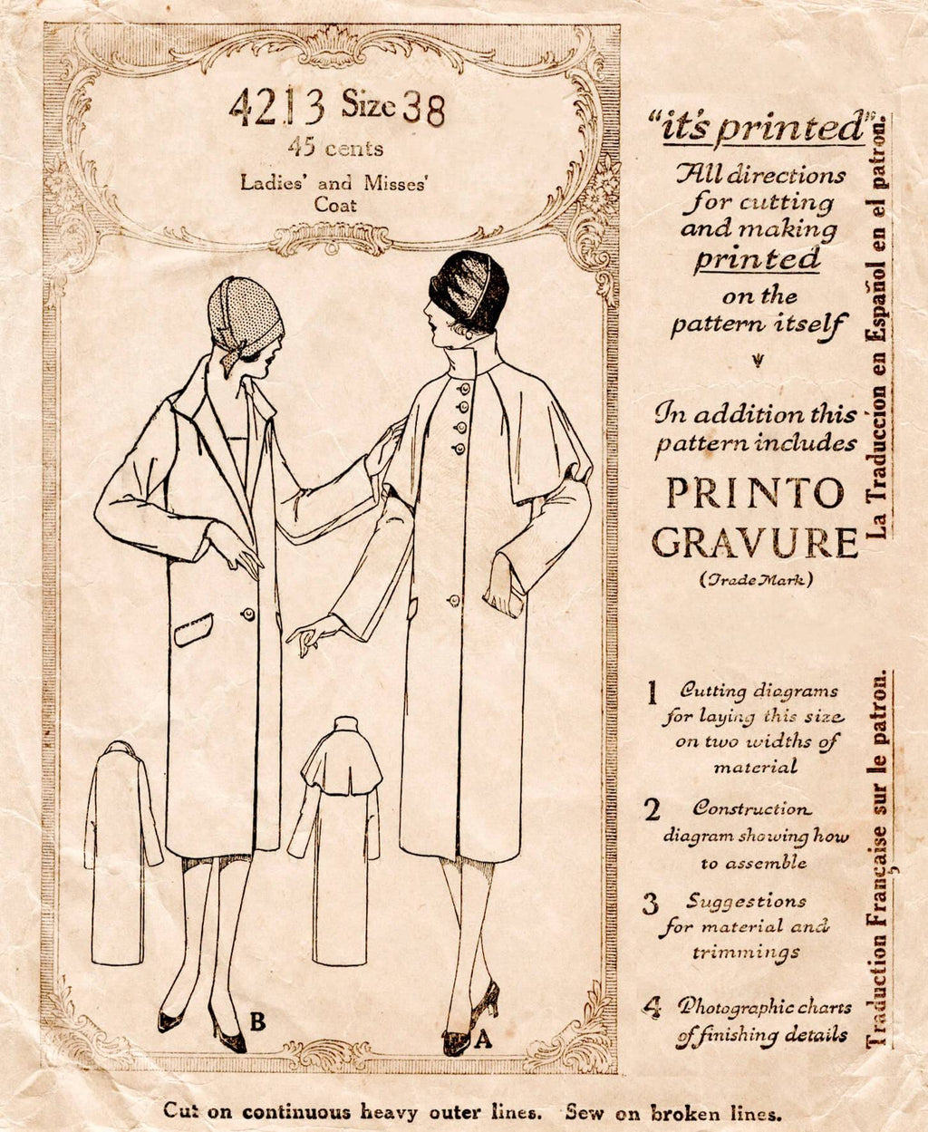 McCall 4213 1920s vintage sewing pattern 1920 20s coat pattern