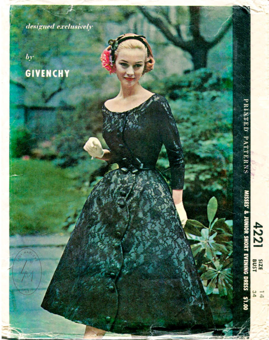 McCall 4221 Givenchy dress 1950s vintage sewing pattern 1950 50s evening gown