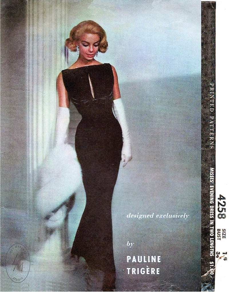 McCall 4258 1950s dress sewing pattern Pauline Trigere 1950 1960s