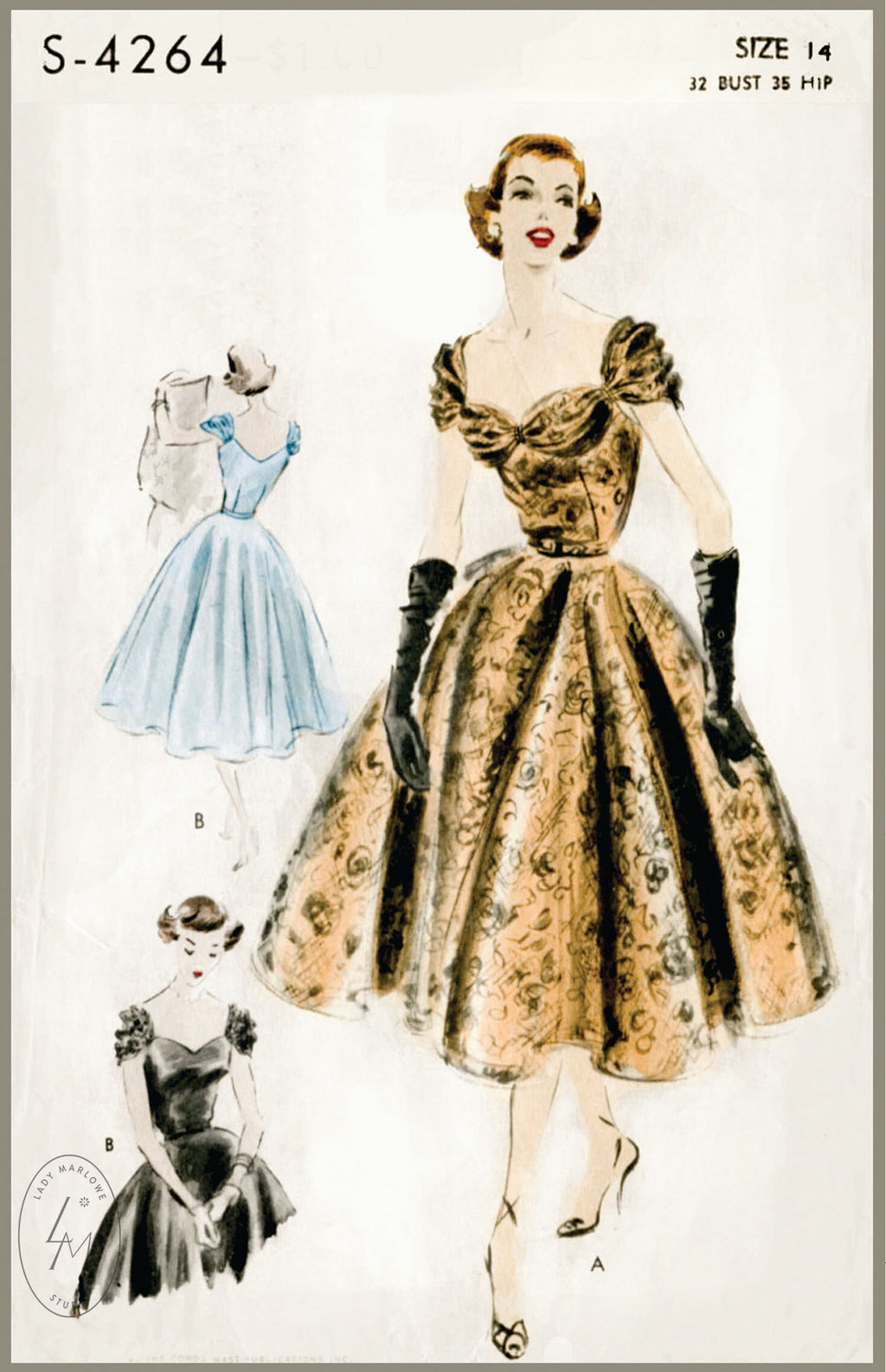 Sweetheart Neckline Dress Pattern, Sewing Patterns, Vintage Dress Pattern