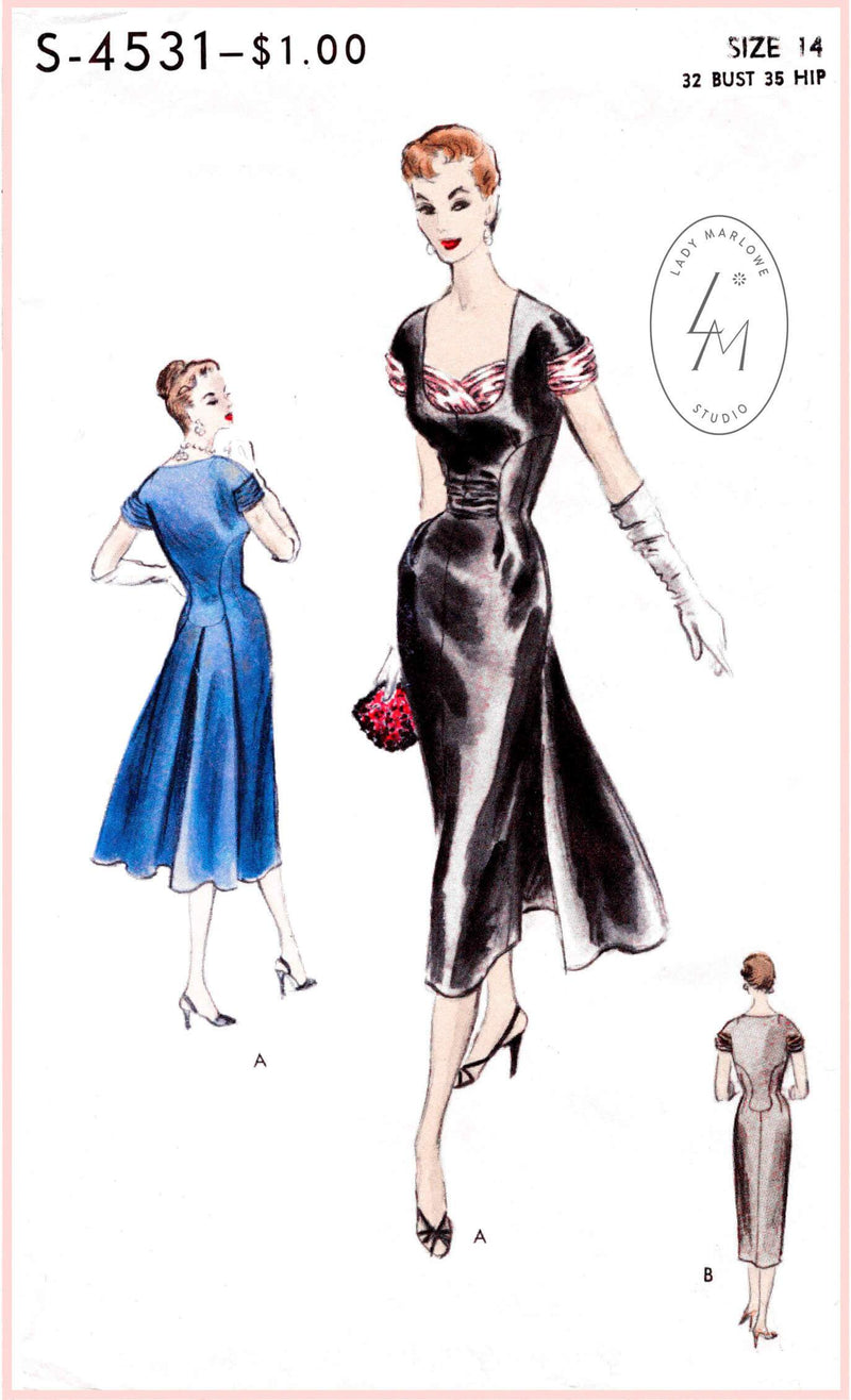 1950s Vogue 4531 Special Design vintage sewing pattern reproduction cocktail evening dress