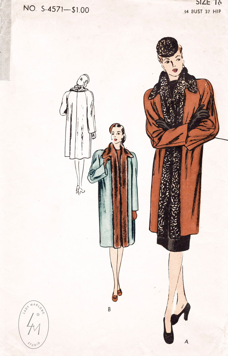 Vogue S-4571 1940s coat sewing pattern