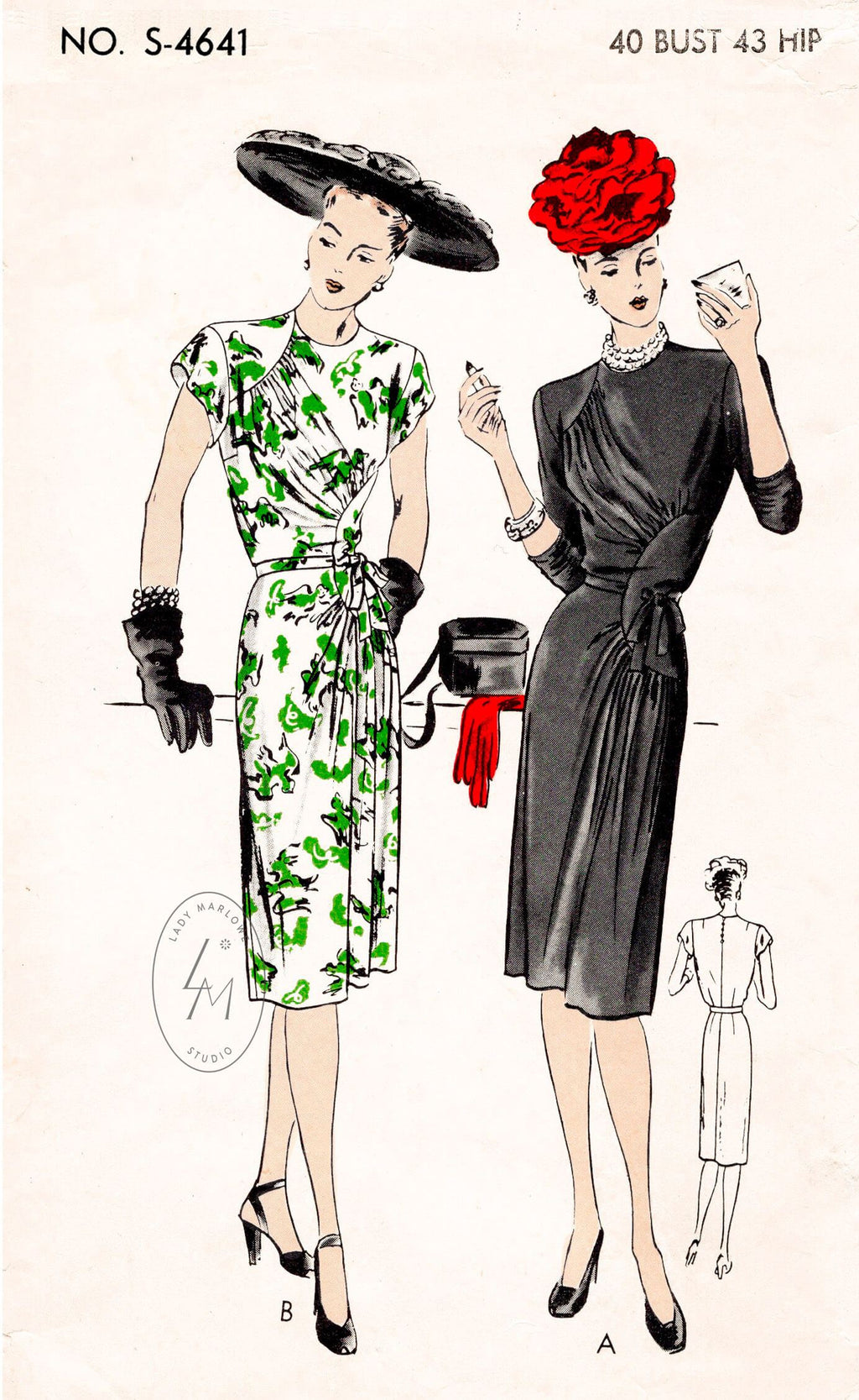 Vogue S-4641 1940s day dress sewing pattern