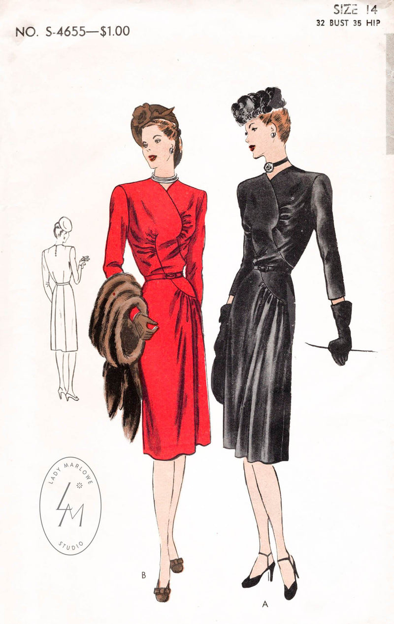 Vogue S-4655 1940s day dress vintage sewing pattern