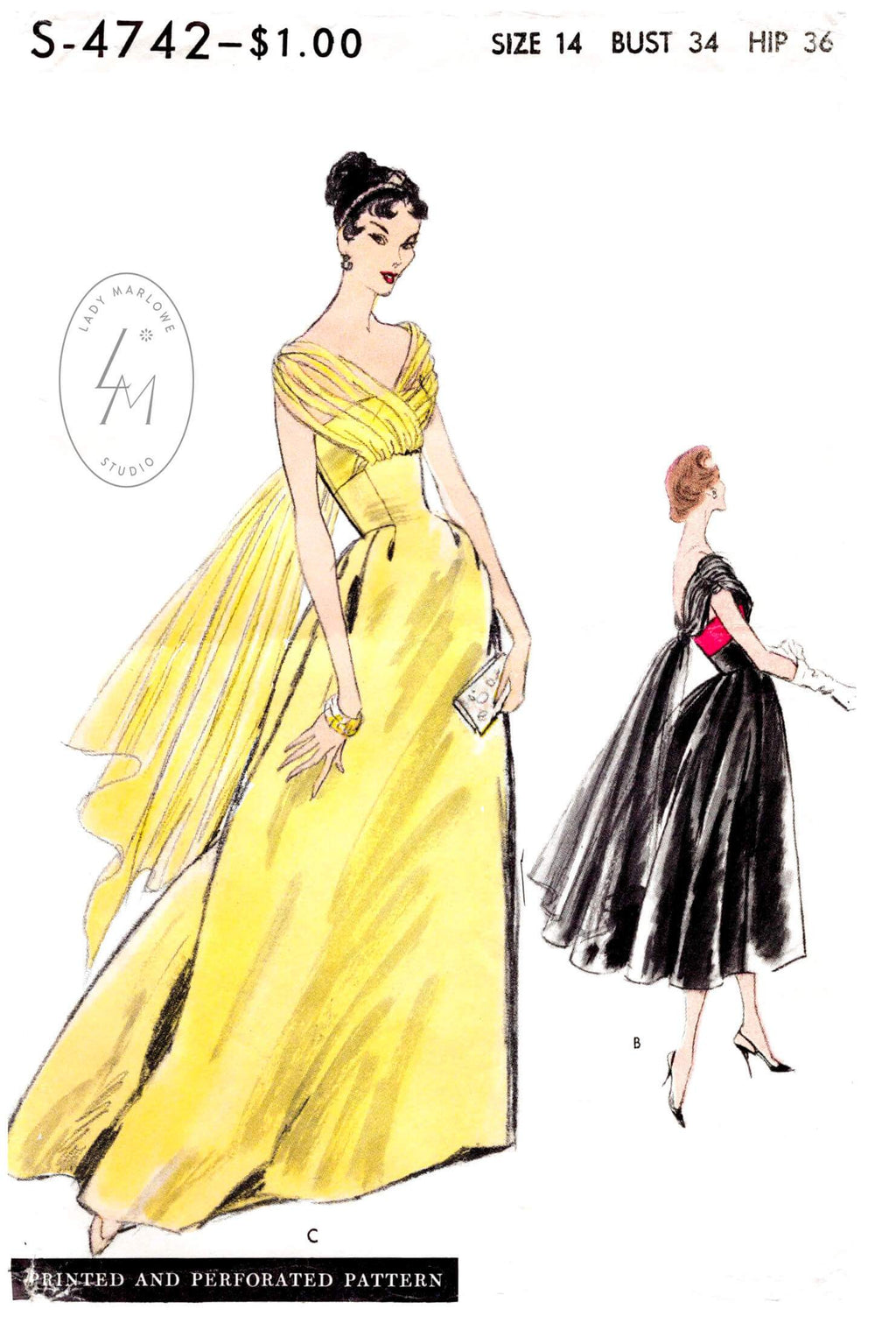 Vogue Special Design 4742 evening dress sewing pattern 1950 1950s 50s