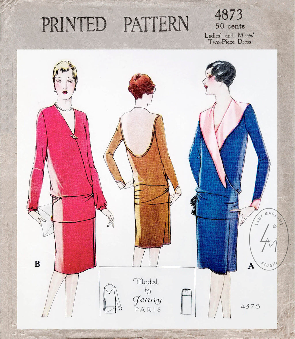 1920 McCall 4873 vintage sewing pattern reproduction Jenny of Paris
