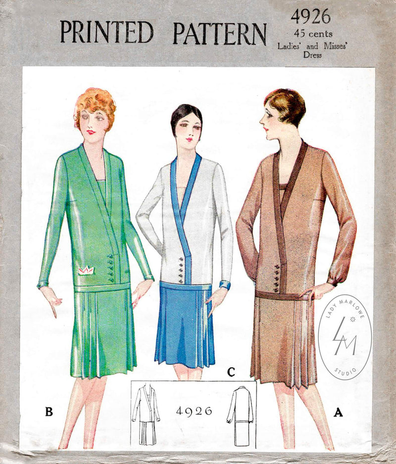 1920s flapper dress vintage sewing pattern reproduction McCall 4926