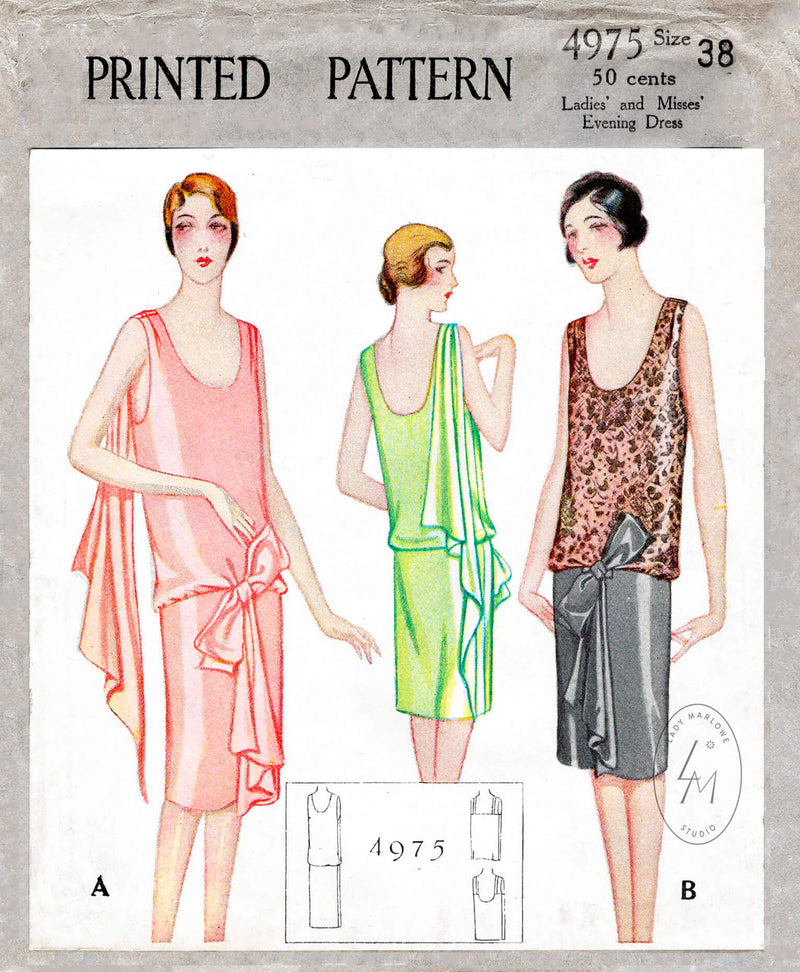 2397-1920s Day Dress Sewing Pattern Bust Size 35 b35
