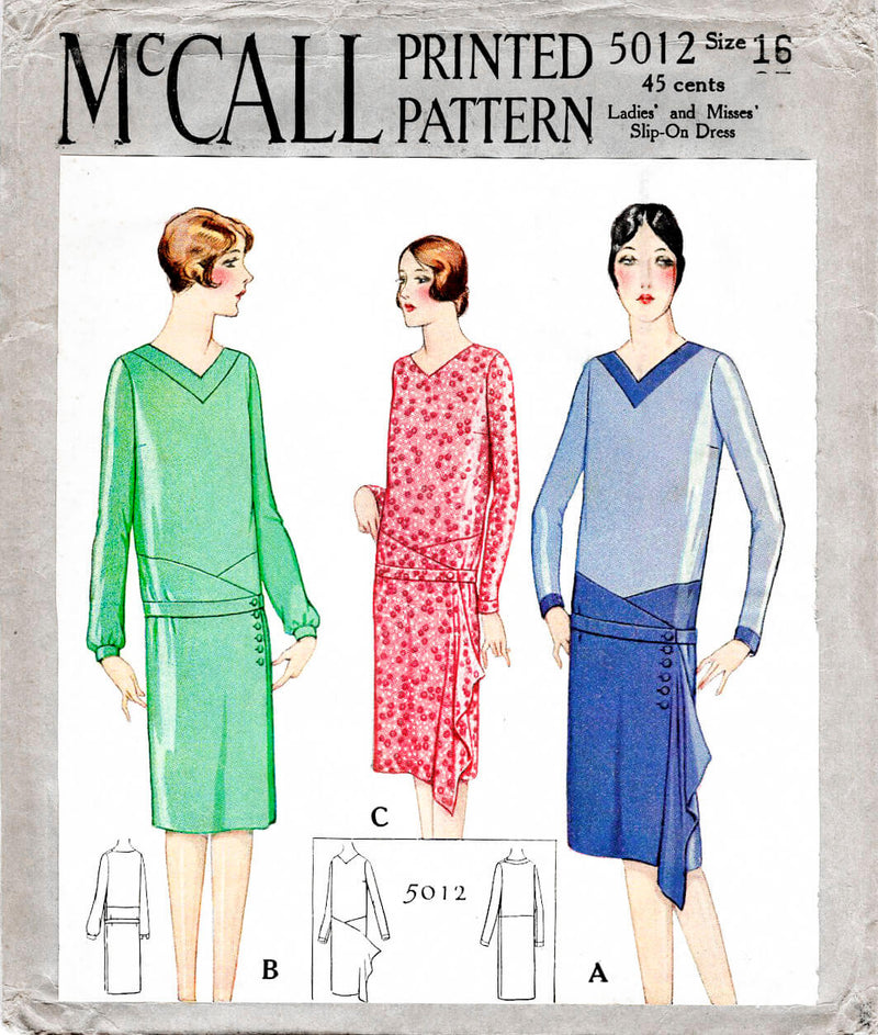 1920s 1927 McCall 5012 drop waist art deco dress vintage sewing pattern reproduction