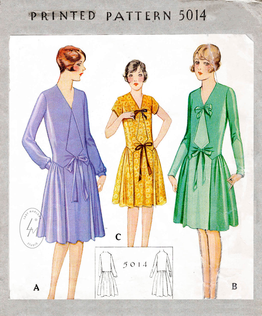 McCall 5014 vintage sewing pattern dress flapper style 1920s 1927