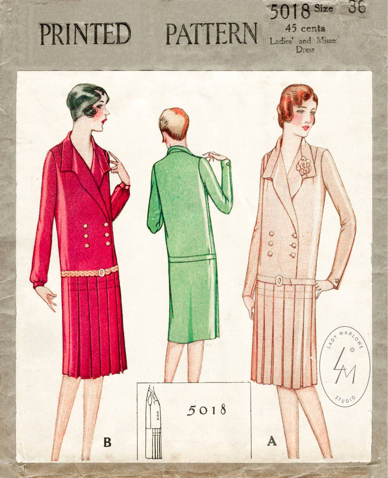 McCall 5018 1920s dress pattern 1920 20s vintage sewing pattern reproduction