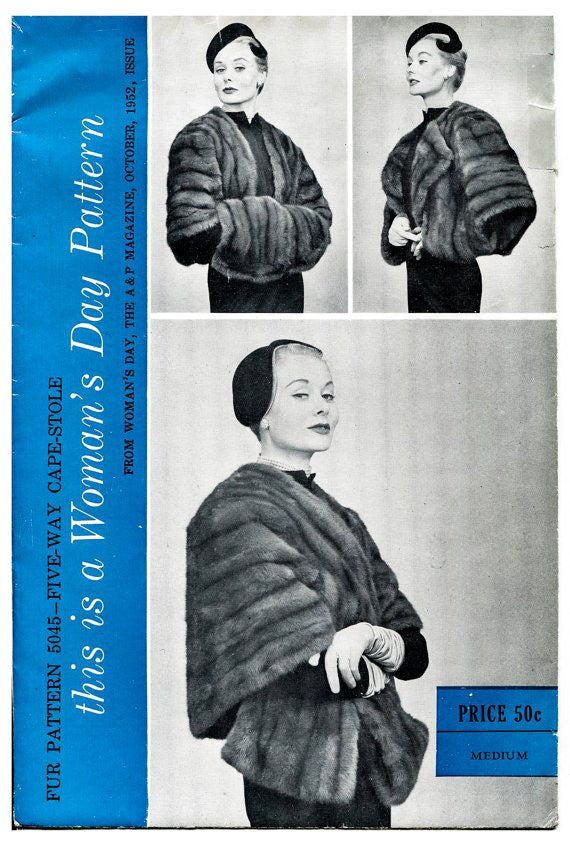 Woman's Day 5045 fur cape or stole vintage sewing pattern