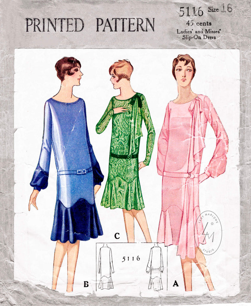 McCall 5116 1920s 1927 flapper dress vintage sewing pattern