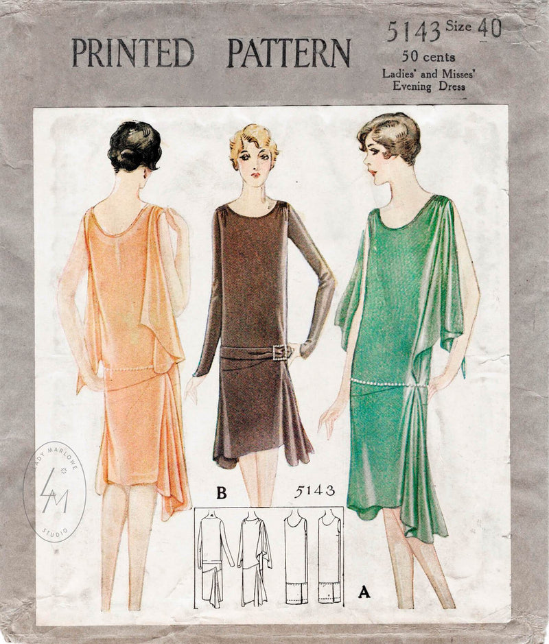 5143 1920s sewing pattern 1920 20s cocktail dress
