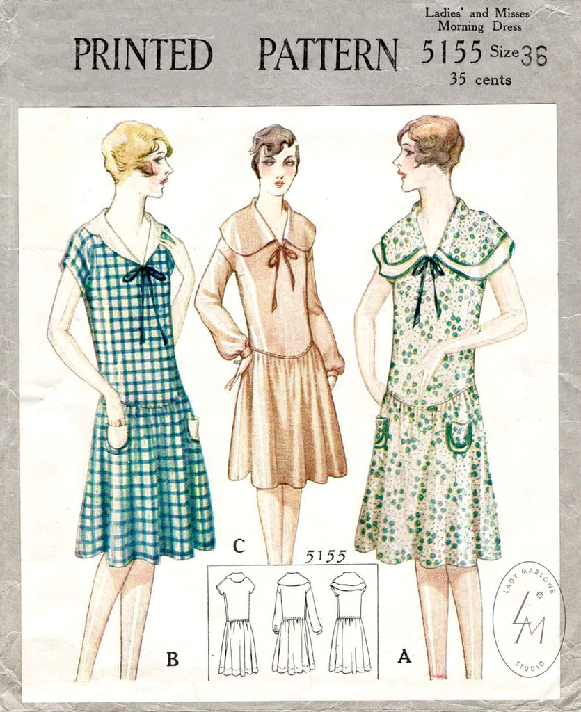 1920s flapper dress vintage sewing pattern reproduction – Lady Marlowe
