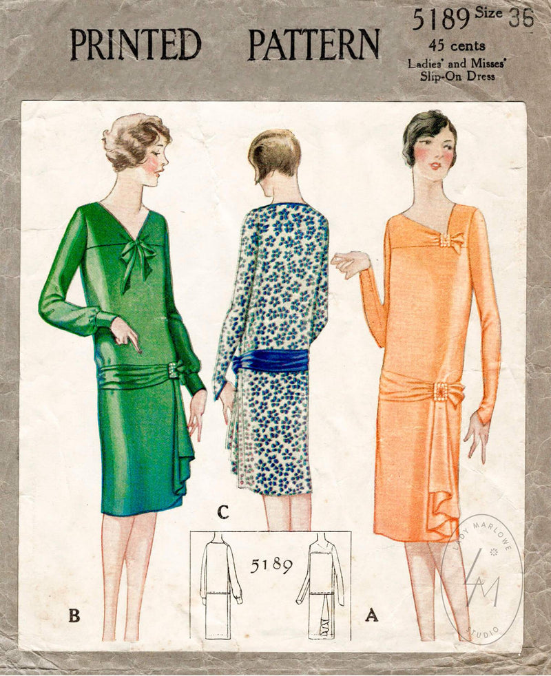 McCall 5189 1920s vintage sewing pattern 1920 20s dress 