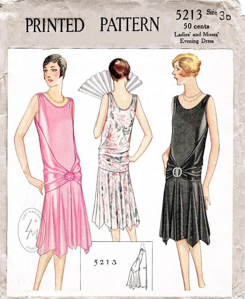 McCall 5213 vintage 1920s 1928 flapper evening gown dress sewing pattern