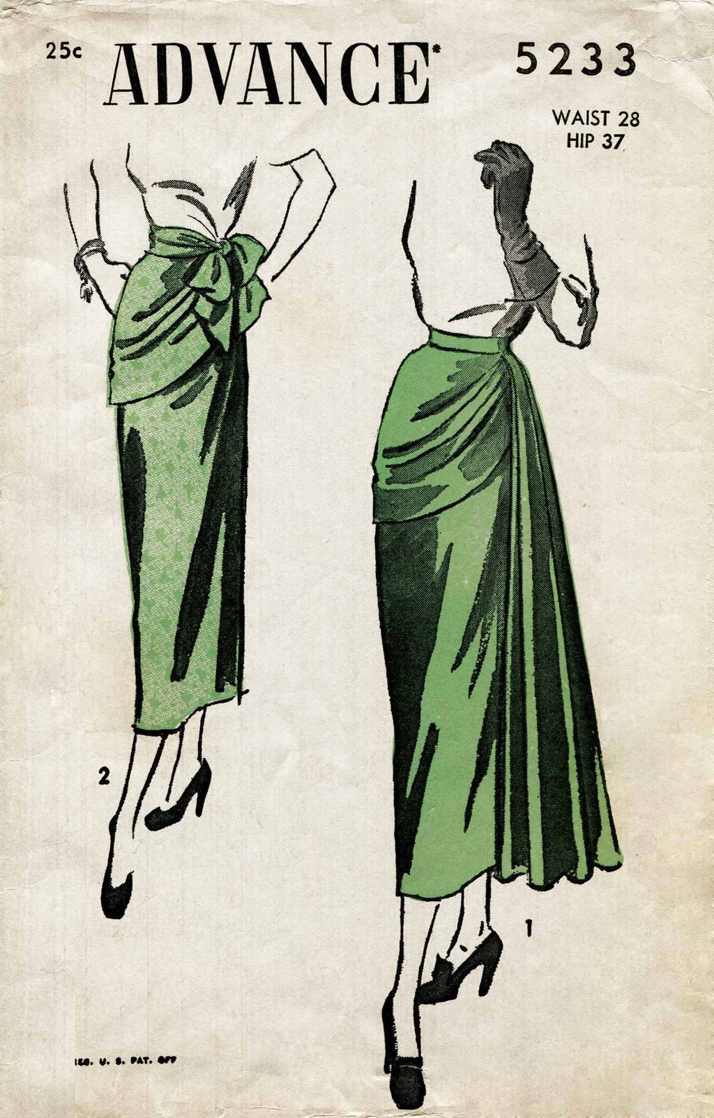 Advance 5233 1940s evening skirt vintage sewing pattern