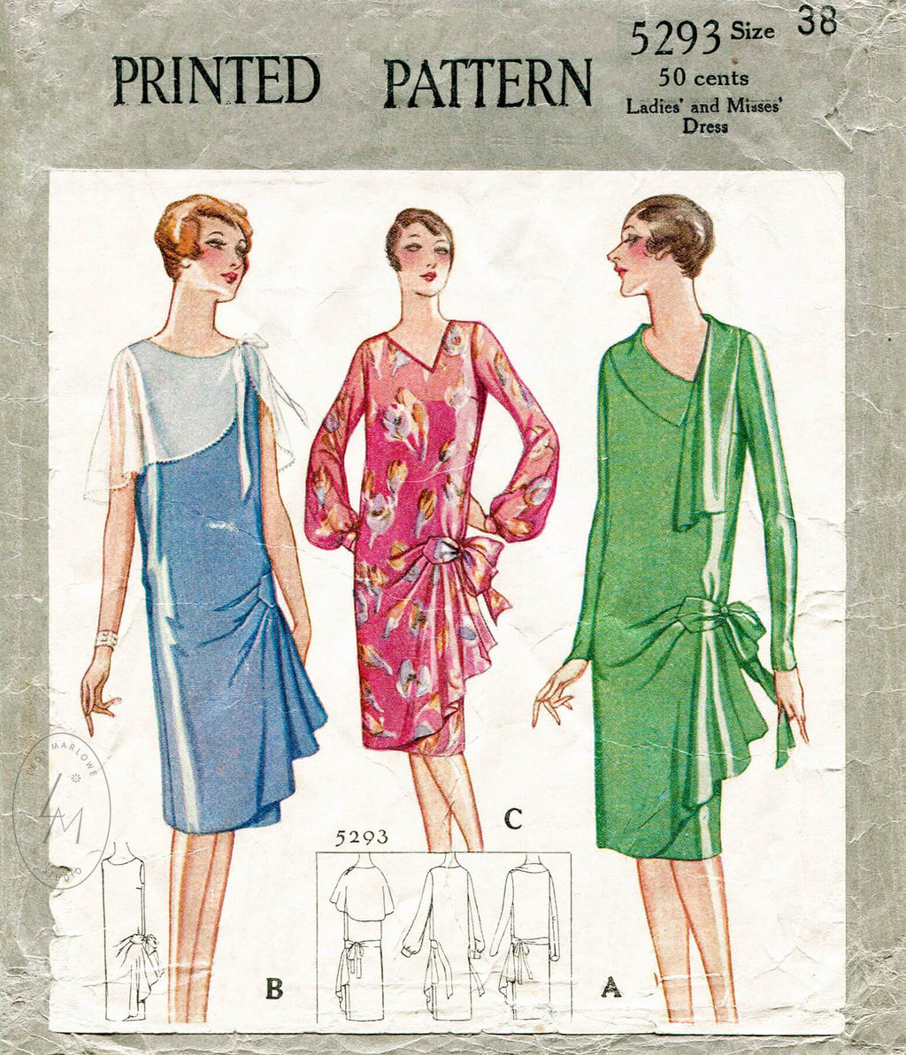  McCall 5293 1920s vintage sewing pattern 1920 20s flapper dress side bow