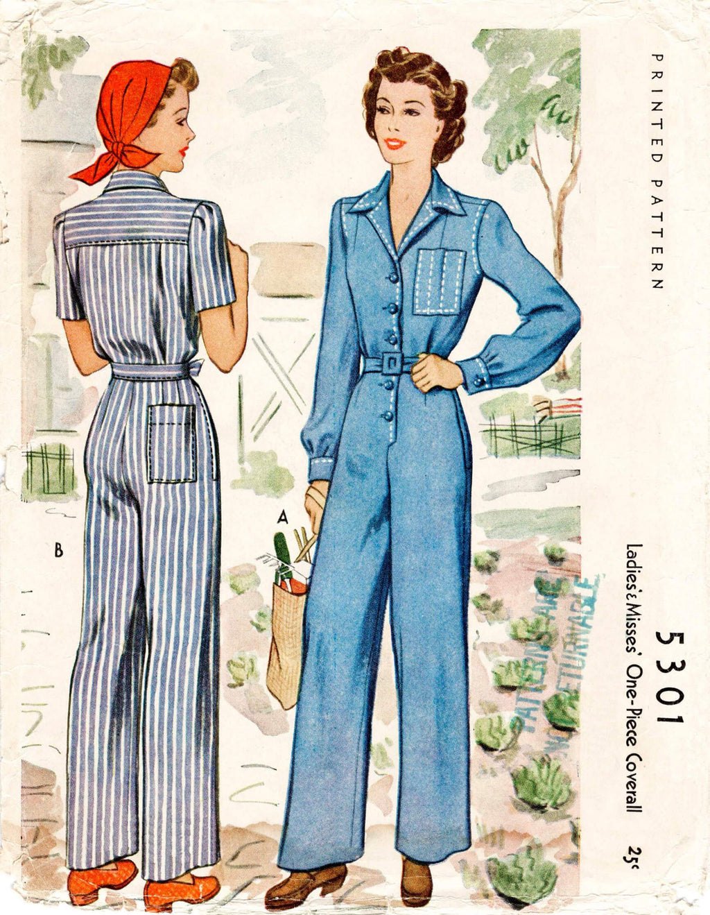 McCall 5301 1940s coveralls vintage sewing pattern Rosie the Riveter