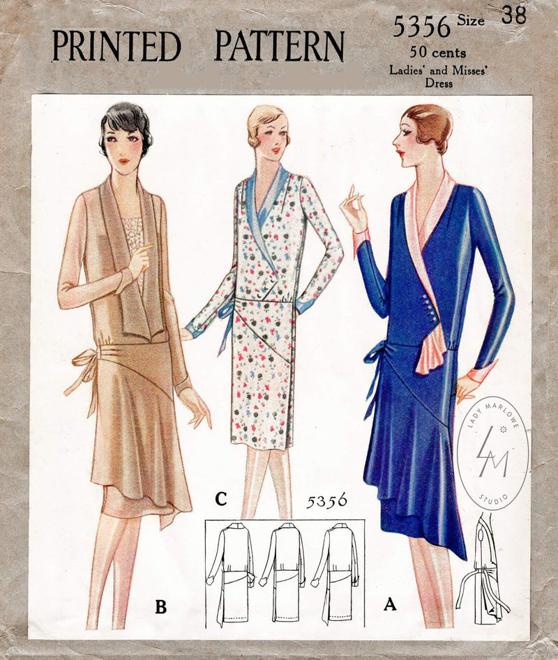 vintage sewing pattern 1920s 20s historic dress reproduction McCall 5356