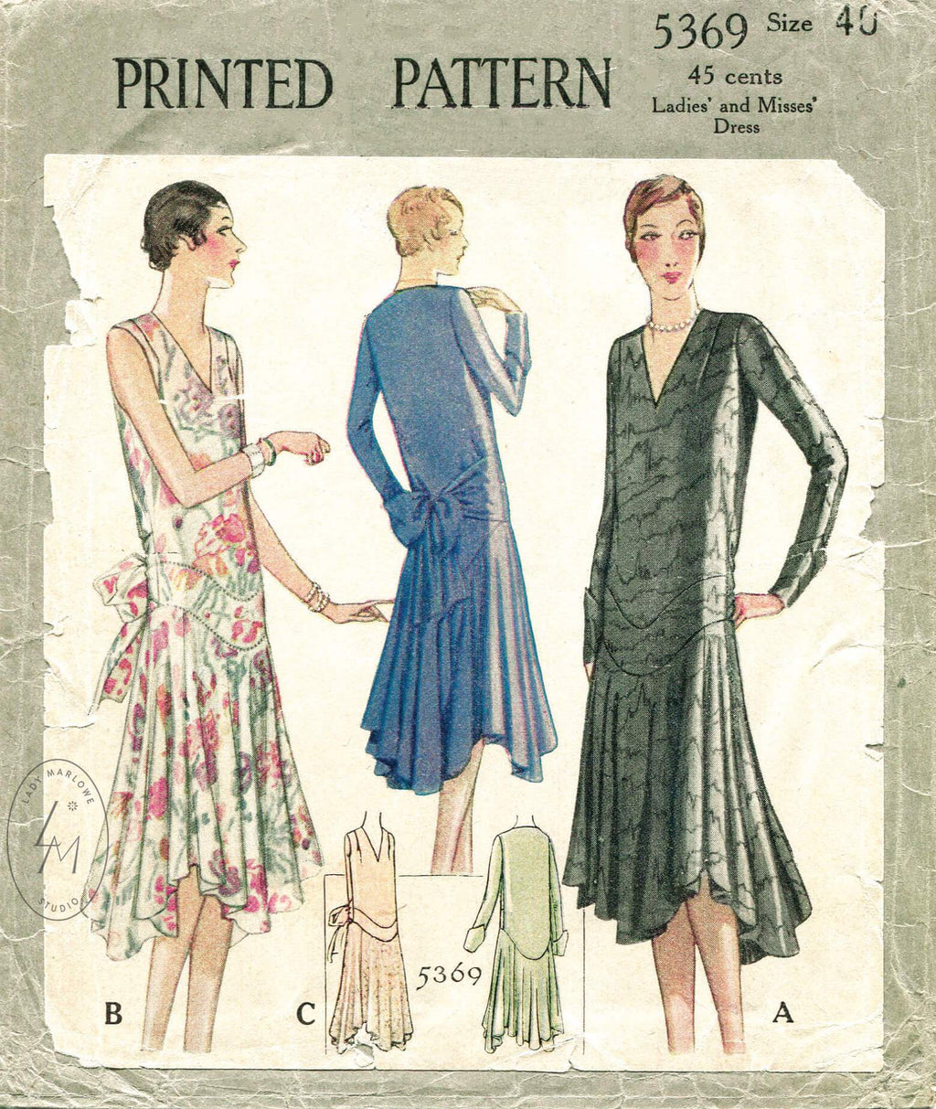 McCall 5369 1920s vintage sewing pattern 1920 1930s evening dress