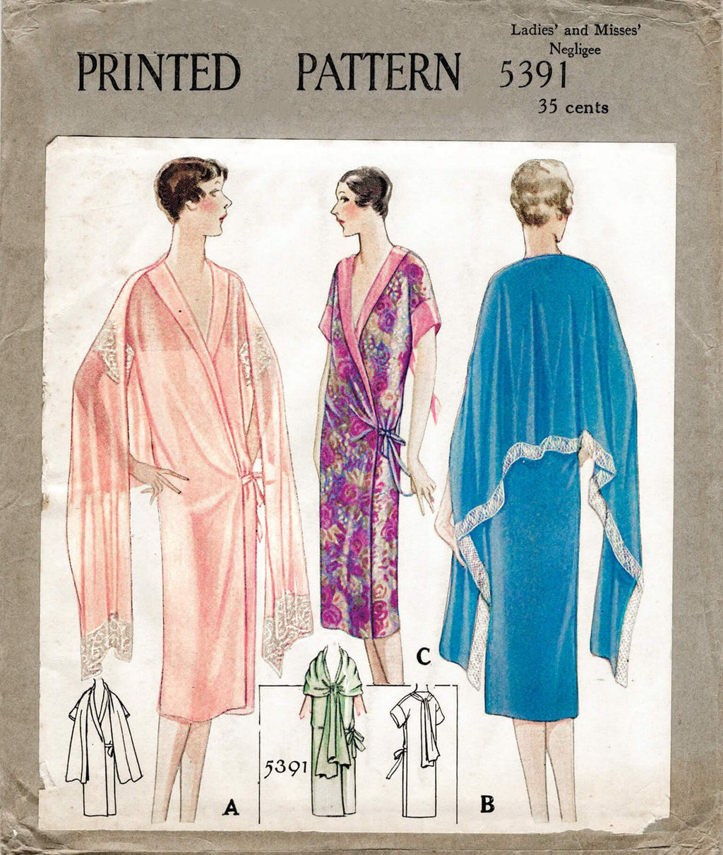 McCall 5391 1920s vintage lingerie pattern 1920 20s kimono robe 