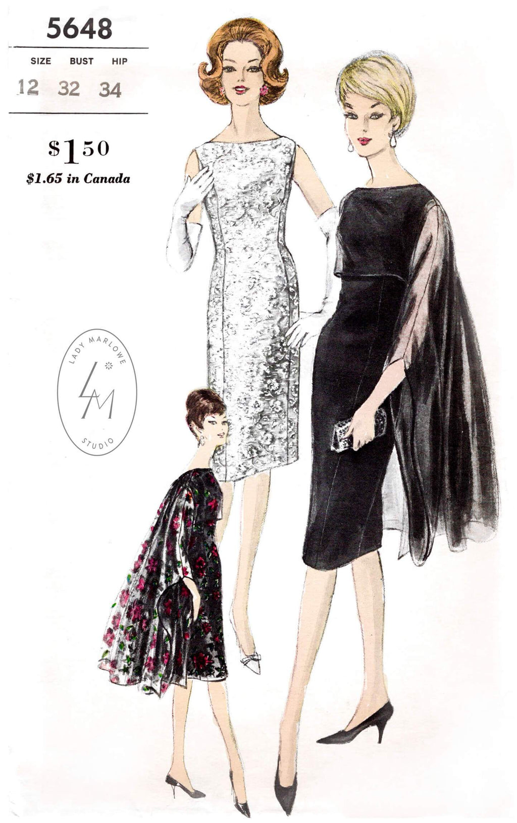 Vogue 5648 1960s cocktail dress sewing pattern 1950s