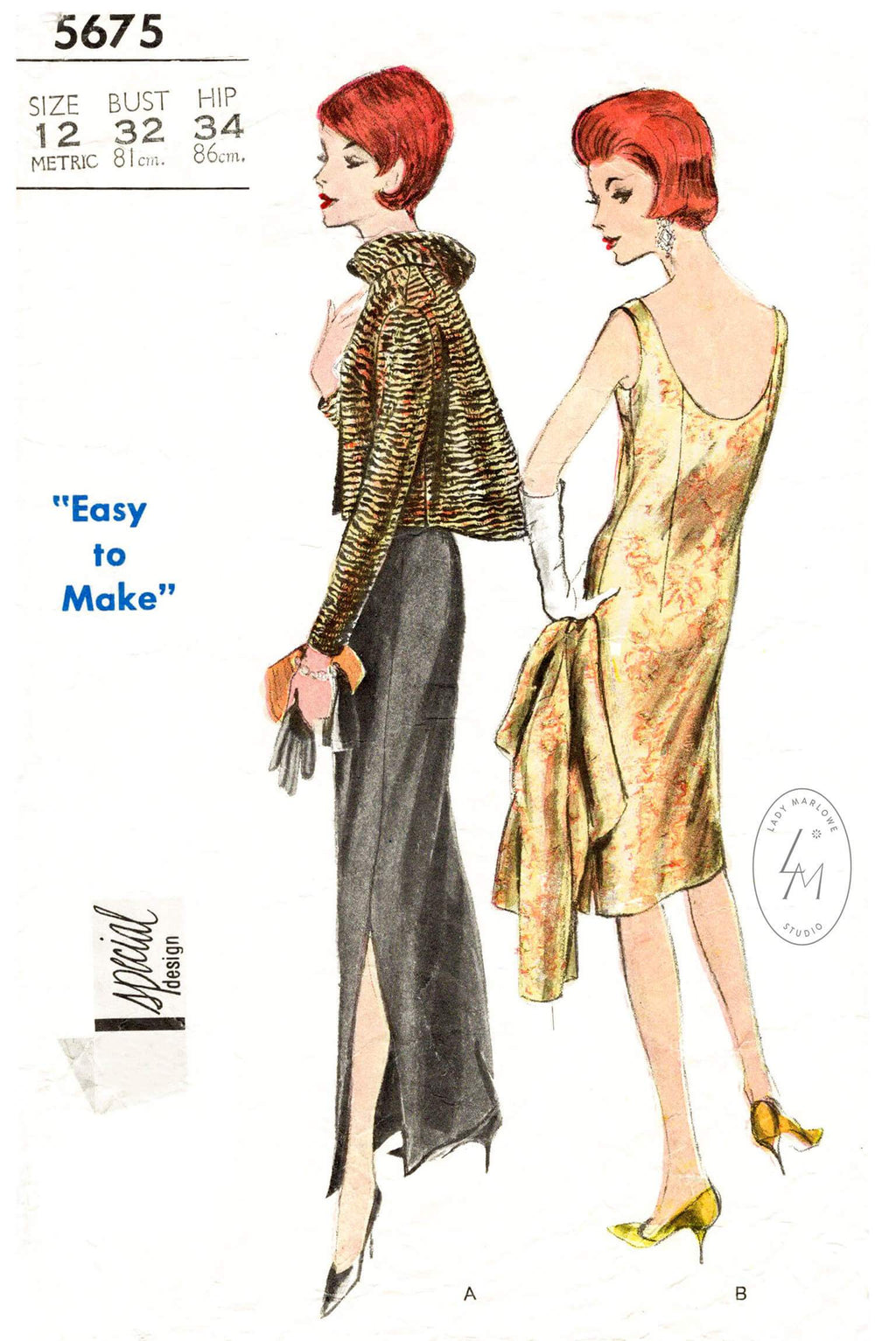 Vogue 5675 1960s dress jacket sewing pattern 1950 1960