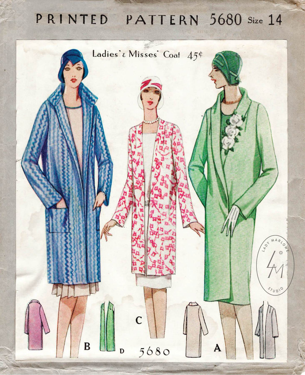 McCall 5680 1920s vintage sewing pattern 1920 20s coat outerwear