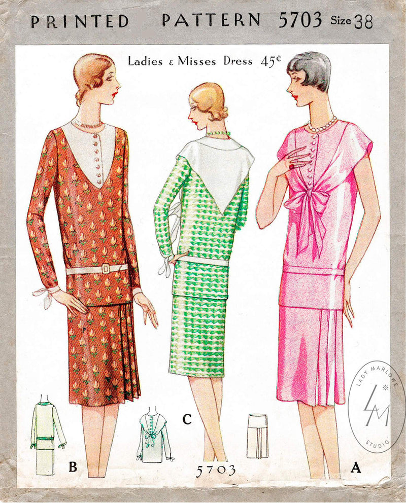 McCall 5703 1920s dress sewing pattern 1920 20s