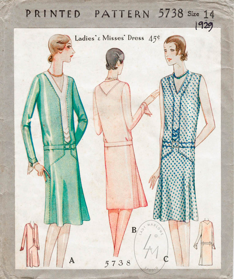 McCall 5738 1920s dress sewing pattern 1920 20s flapper dress