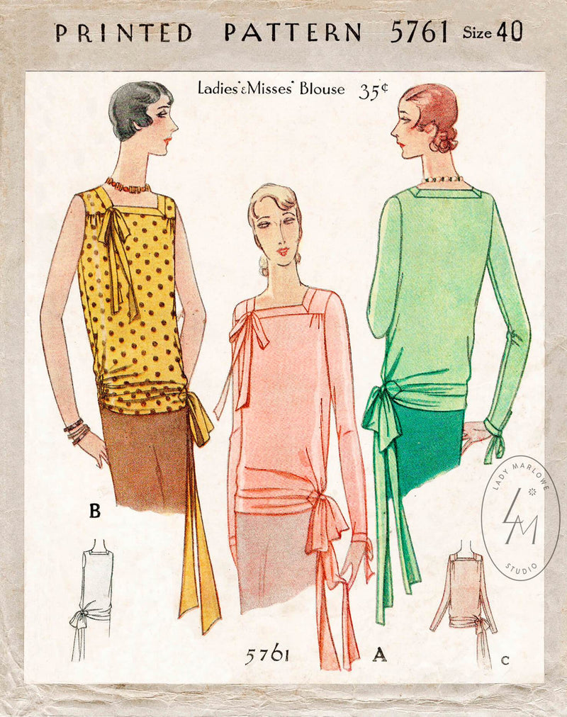 McCall 5761 1920s blouse sewing pattern