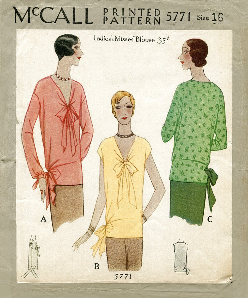 McCall 5771 1920s blouse sewing pattern