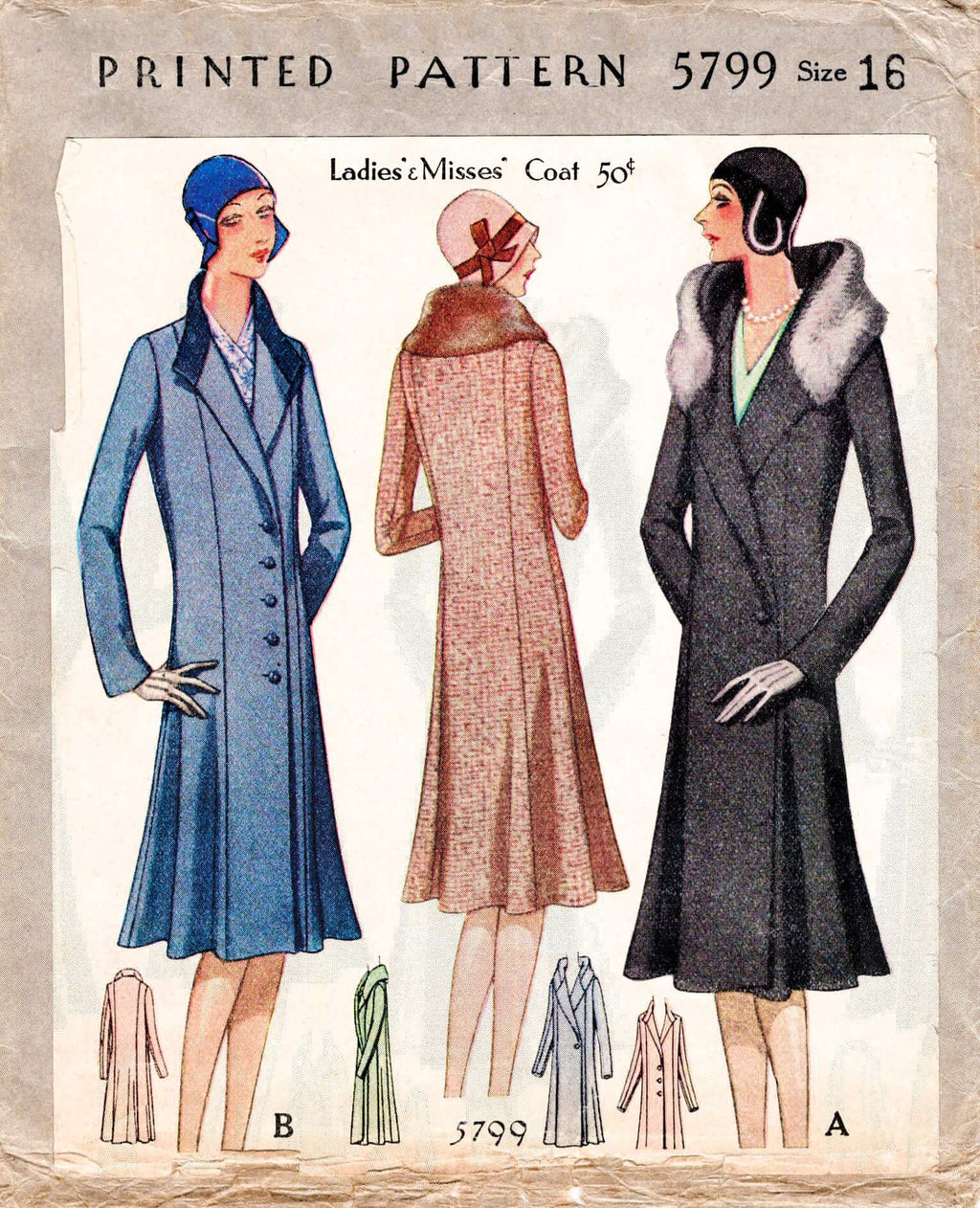 McCall 5799 1920s vintage sewing pattern 1920s 20s winter coat 