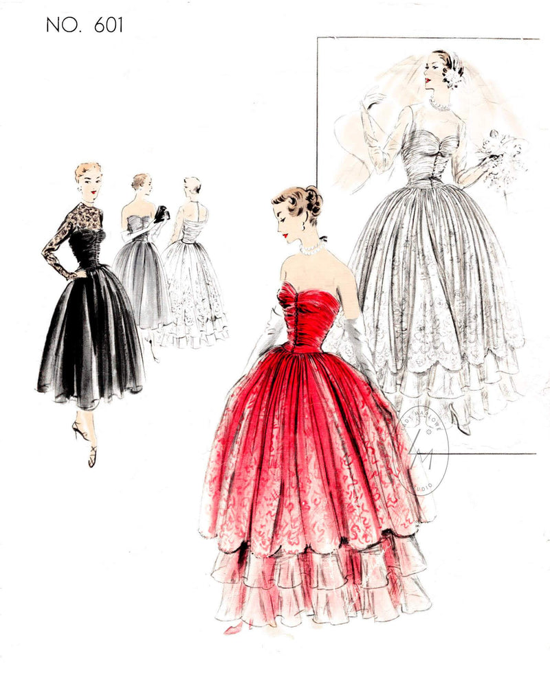 1950s evening gowns and cocktail dresses sewing patterns – Lady